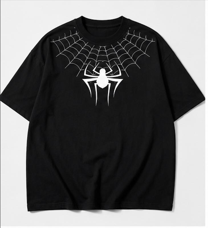 Spider Web Graphic Oversized T-Shirt | Unisex Premium Cotton Streetwear Tee
