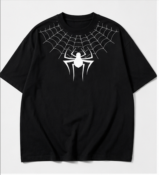 Spider Web Graphic Oversized T-Shirt | Unisex Premium Cotton Streetwear Tee