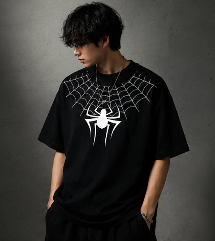 Spider Web Graphic Oversized T-Shirt | Unisex Premium Cotton Streetwear Tee