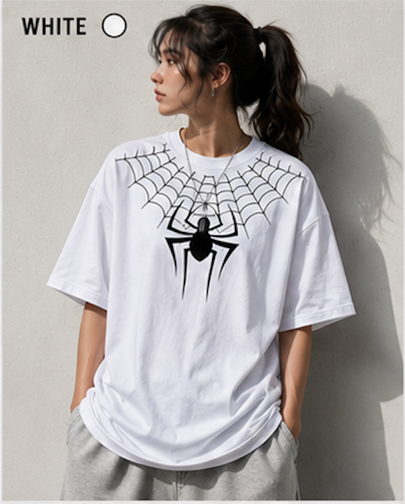 Spider Web Graphic Oversized T-Shirt | Unisex Premium Cotton Streetwear Tee